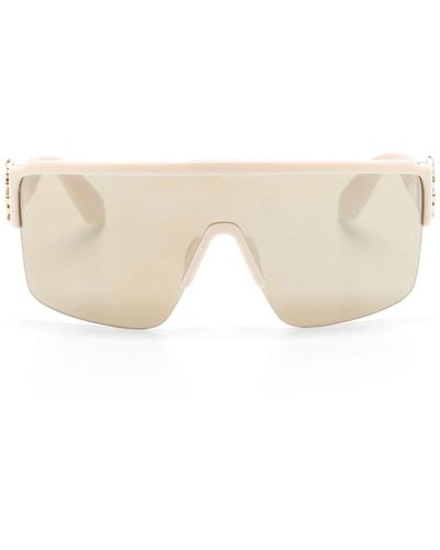 Roberto Cavalli Monogram-plaque Wraparound-frame Sunglasses - Natural