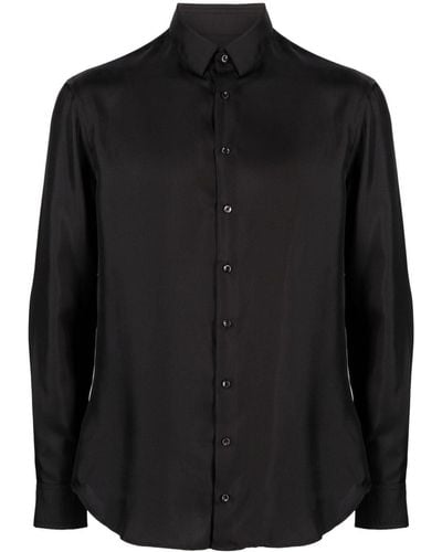Giorgio Armani ロングスリーブ シルクシャツ - ブラック