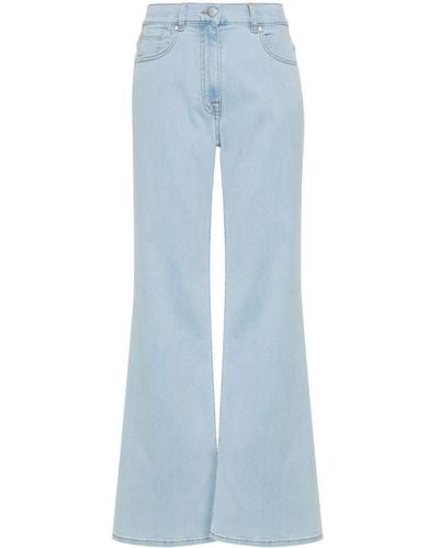 Peserico Logo-patch Wide-leg Jeans - Blue
