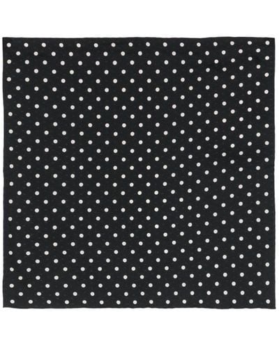Saint Laurent Polka-dot Print Silk Pocket Square - Black