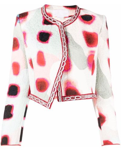Genny Patterned Cropped Jacket - Red