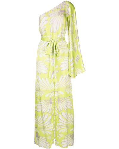 Alexis Abstract-print Long Dress - Yellow