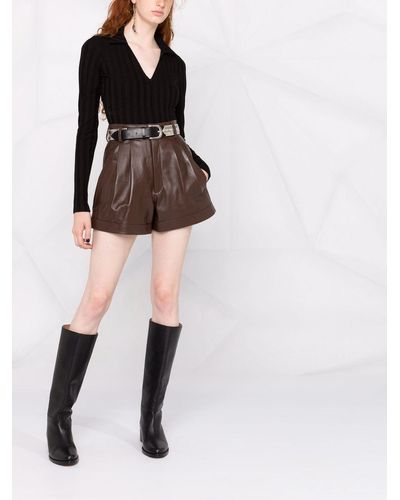 Manokhi Jett Leather Shorts - Brown