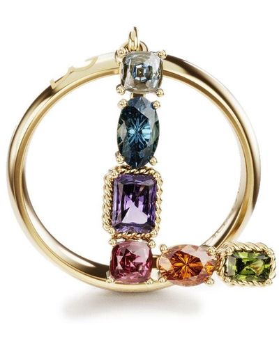 Dolce & Gabbana Rainbow alphabet L ring in yellow gold with multicolor fine gems