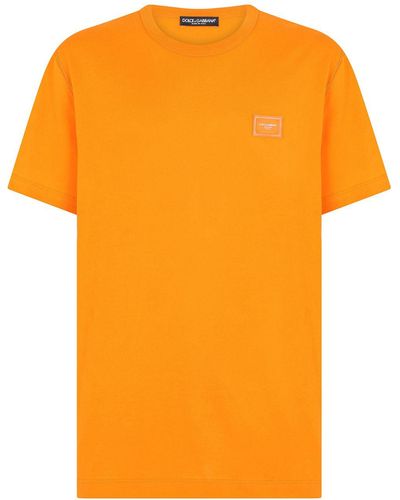 Dolce & Gabbana T-shirt en coton à logo appliqué - Orange