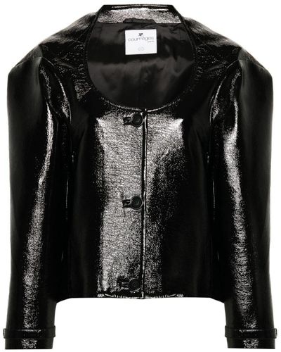 Courreges Cocoon Vinyl Jacke - Schwarz