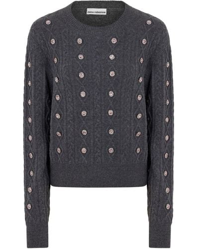 Rabanne Crystal-embellished Crew-neck Sweater - Black