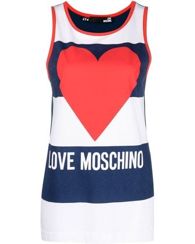 Love Moschino Débardeur rayé à imprimé cœur - Bleu