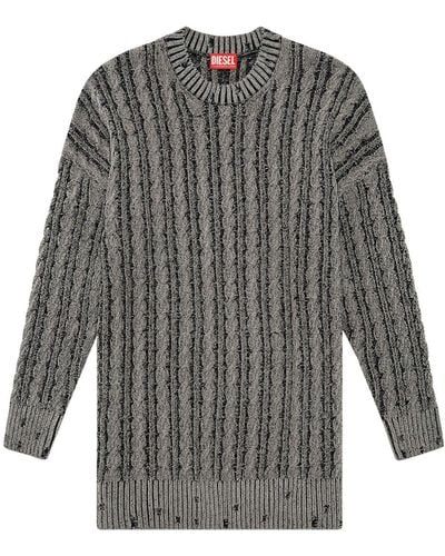DIESEL M-pantesse Cable-knit Drop-shoulder Sweater - Grey