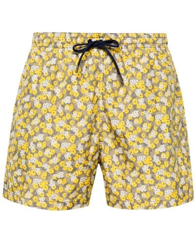 Canali Floral-print Swim Shorts - Yellow