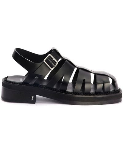 Ami Paris Caged Leather Sandals - Black