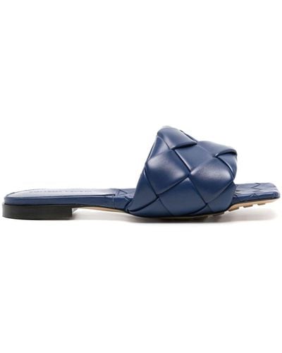 Bottega Veneta Lido Intrecciato leather slides - Azul