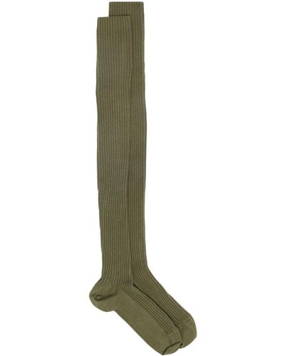 Baserange Gerippte Overknee-Socken - Grün