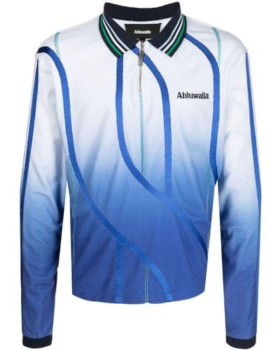 Ahluwalia Expression Long-sleeve Polo Shirt - Blue