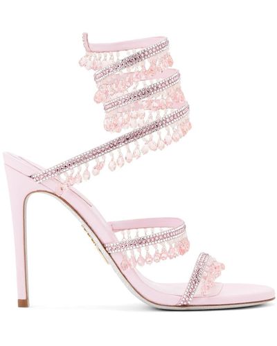 Rene Caovilla Chandelier 105mm Crystal-embellished Sandals - Pink