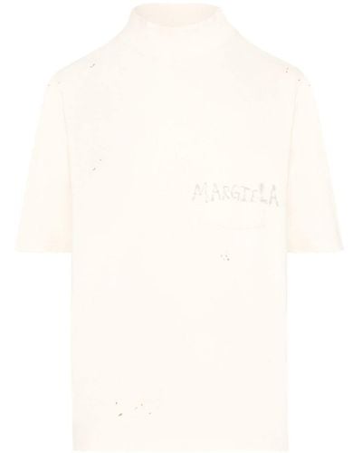 Maison Margiela T-Shirt mit Handschrift - Natur