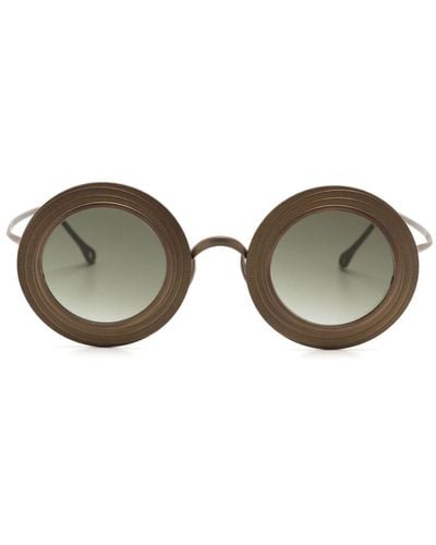 Rigards Metallic Round-frame Sunglasses - Brown