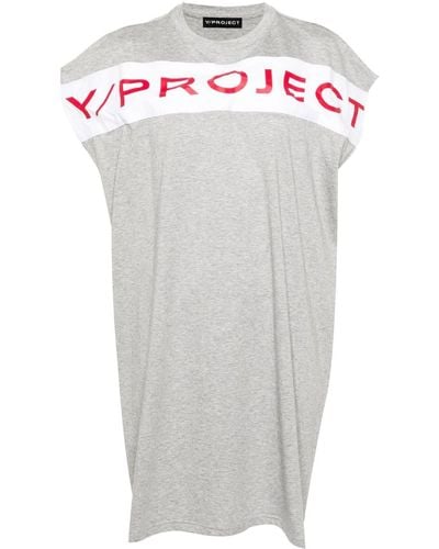 Y. Project Robe en coton à logo imprimé - Blanc