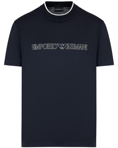 Emporio Armani ASV T-Shirt mit Logo-Stickerei - Blau
