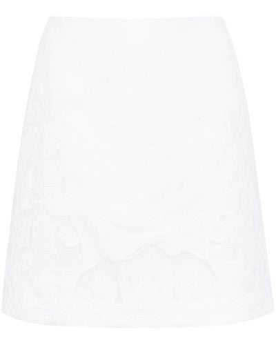 Aje. Broderie Anglaise Linen-blend Skirt - White