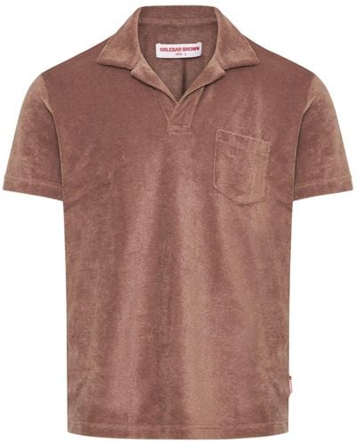 Orlebar Brown Short-sleeve Terry-cloth Polo Shirt - Brown