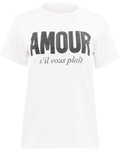 Cinq À Sept Camiseta Amour con apliques de strass - Blanco
