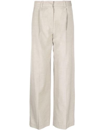 Low Classic High-waisted Pleated Trousers - Natural