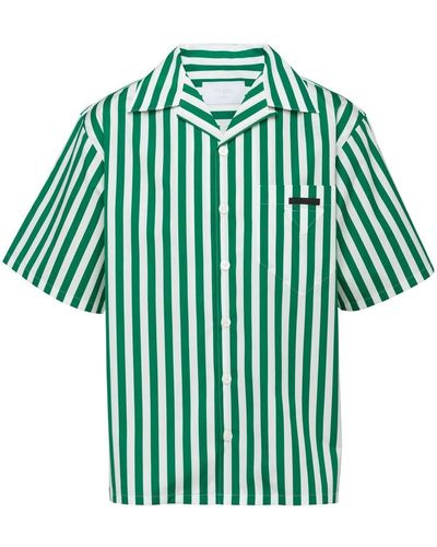 Prada ストライプ ショートスリーブシャツ - グリーン