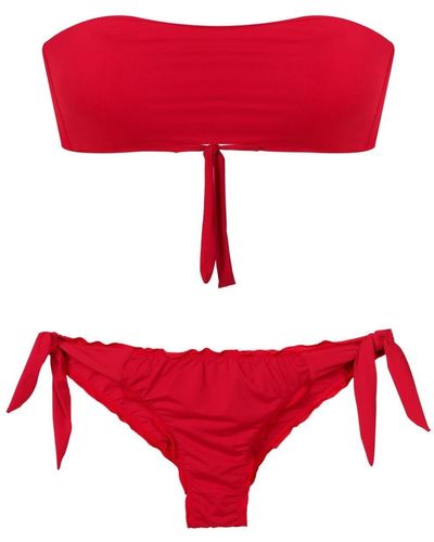 Amir Slama Geraffter Bandeau-Bikini - Rot