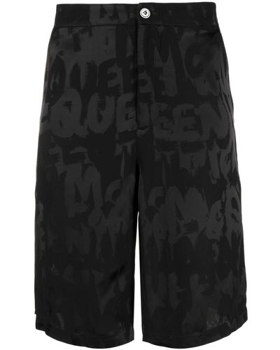 Alexander McQueen Shorts Graffiti con logo jacquard - Nero
