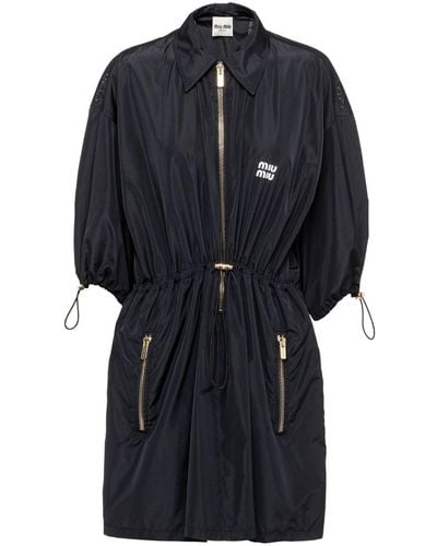 Miu Miu Robe Technical Silk à coupe courte - Noir