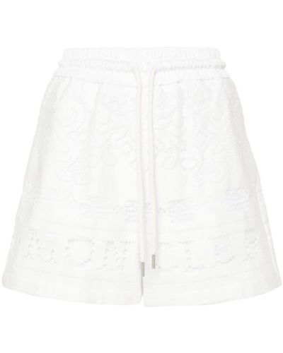 Moncler Perforated-logo Lace Shorts - White