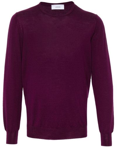 Lardini Crew-neck Wool Sweater - Purple