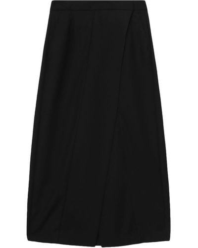 B+ AB Wrap A-line Maxi Skirt - Black