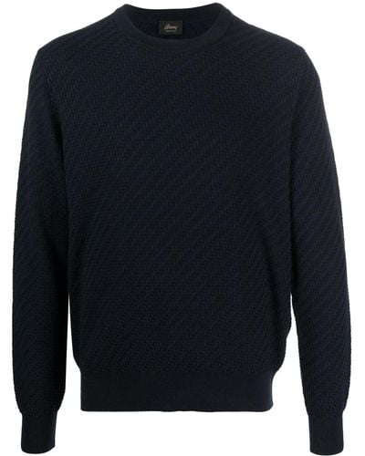 Brioni Crew-neck Cotton-silk Jumper - Blue