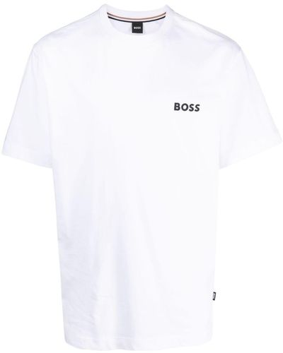 BOSS T-shirt en coton à logo imprimé - Blanc