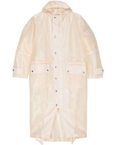 Plan C Hooded Semi-sheer Raincoat - Natural