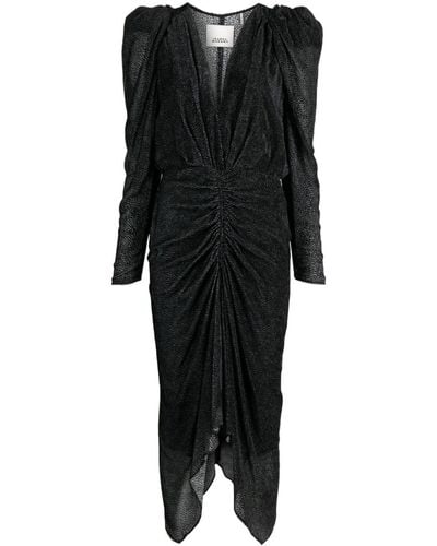 Isabel Marant Maray Flocked Chiffon Dress - Black
