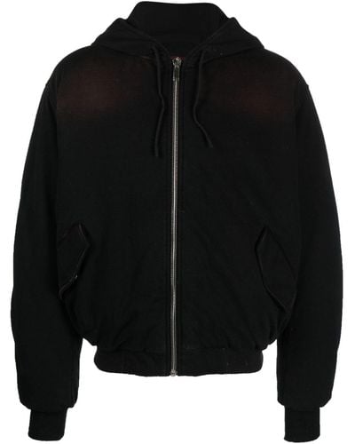 424 Zip-up Padded Hooded Jacket - Black