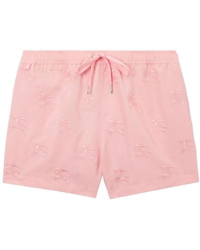 Burberry Ekd Motif-embroidered Swim Shorts - Pink