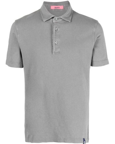 Drumohr Logo-patch Cotton Polo Shirt - Gray