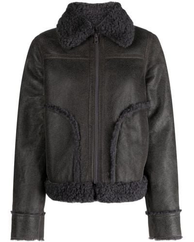 Zadig & Voltaire Kade Shearling-trim Leather Jacket - Black