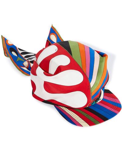 Emilio Pucci Abstract-pattern Silk Visor Hat - Red