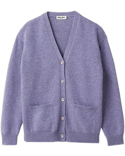 Miu Miu Wool And Cashmere Cardigan - Purple