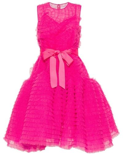 Huishan Zhang Ruffled Tulle Midi Dress - Pink