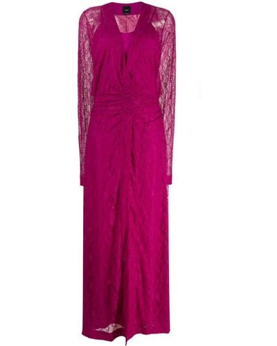 Pinko Floral-lace Long-sleeve Maxi Dress - Pink