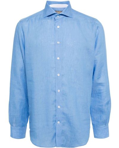 N.Peal Cashmere Megeve Linen Shirt - Blue