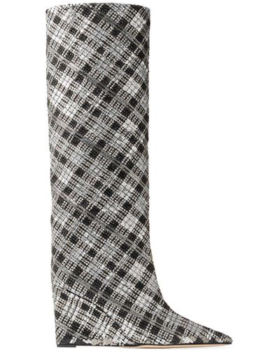 Jimmy Choo Blake 85mm Check-pattern Boots - Gray