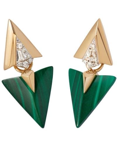 Annoushka 18kt Yellow Gold Deco Malachite And Diamond Earrings - Green