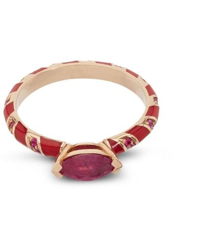 Alice Cicolini 14kt Yellow Gold Memphis Candy Pave Ruby Ring - Pink